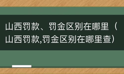 山西罚款、罚金区别在哪里（山西罚款,罚金区别在哪里查）