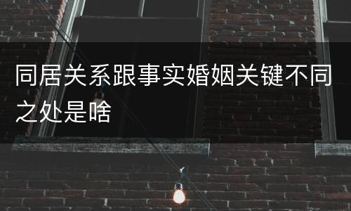 同居关系跟事实婚姻关键不同之处是啥