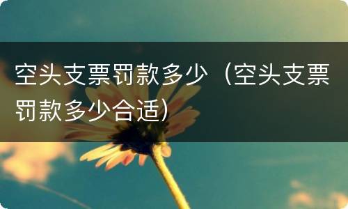 空头支票罚款多少（空头支票罚款多少合适）