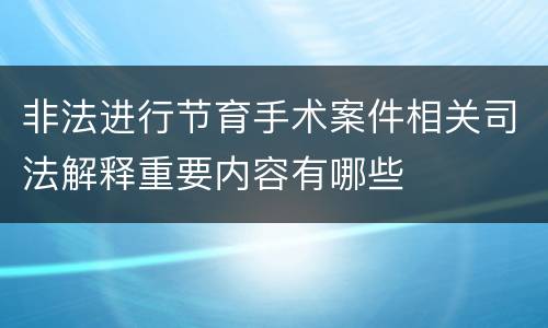 非法进行节育手术案件相关司法解释重要内容有哪些