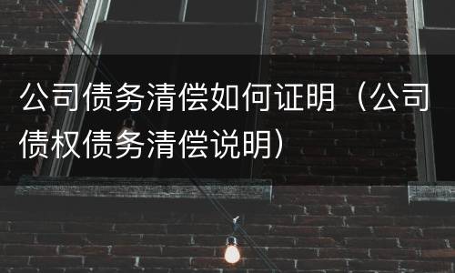公司债务清偿如何证明（公司债权债务清偿说明）