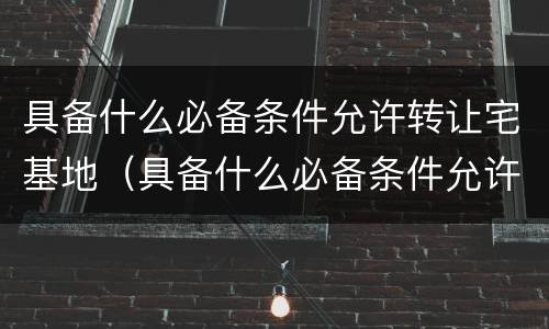 具备什么必备条件允许转让宅基地(具备什么必备条件允许转让宅基地呢)