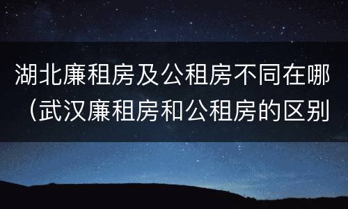 湖北廉租房及公租房不同在哪（武汉廉租房和公租房的区别）