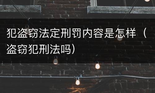 犯盗窃法定刑罚内容是怎样（盗窃犯刑法吗）