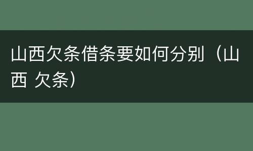 山西欠条借条要如何分别（山西 欠条）