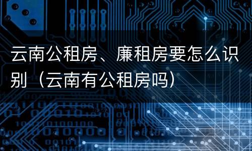 云南公租房、廉租房要怎么识别（云南有公租房吗）