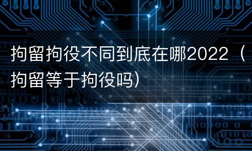 拘留拘役不同到底在哪2022（拘留等于拘役吗）