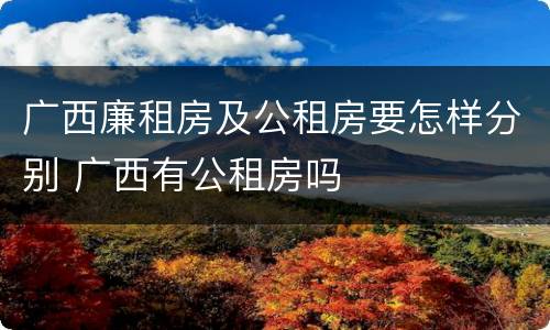 广西廉租房及公租房要怎样分别 广西有公租房吗