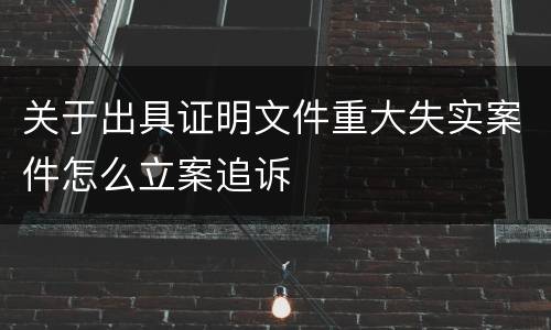关于出具证明文件重大失实案件怎么立案追诉