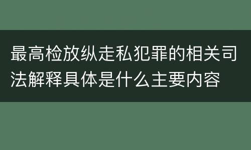 最高检放纵走私犯罪的相关司法解释具体是什么主要内容