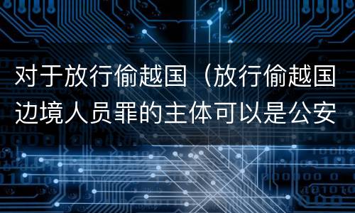对于放行偷越国（放行偷越国边境人员罪的主体可以是公安民警吗）