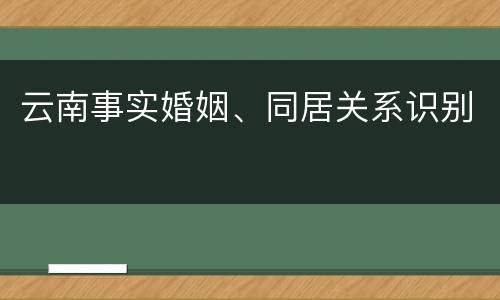 云南事实婚姻、同居关系识别