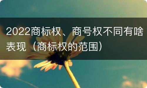 2022商标权、商号权不同有啥表现(商标权的范围)