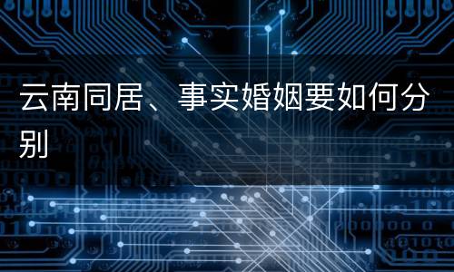 云南同居、事实婚姻要如何分别