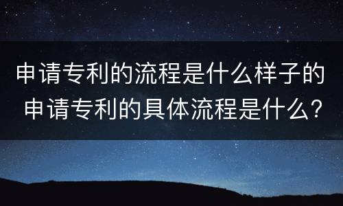 申请专利的流程是什么样子的 申请专利的具体流程是什么?