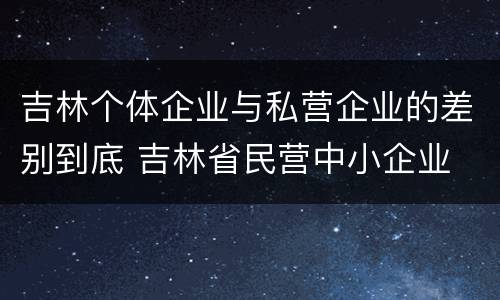 吉林个体企业与私营企业的差别到底 吉林省民营中小企业