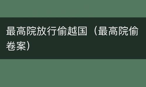 最高院放行偷越国（最高院偷卷案）