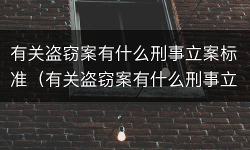 有关盗窃案有什么刑事立案标准（有关盗窃案有什么刑事立案标准的规定）