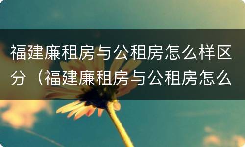 福建廉租房与公租房怎么样区分（福建廉租房与公租房怎么样区分的）
