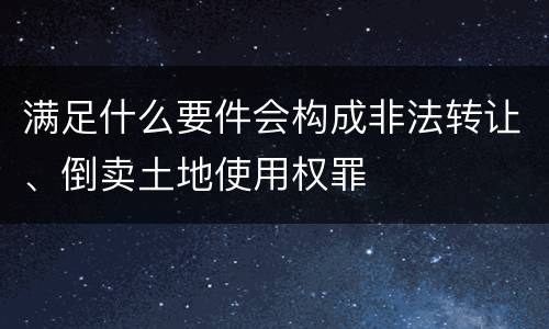 满足什么要件会构成非法转让、倒卖土地使用权罪