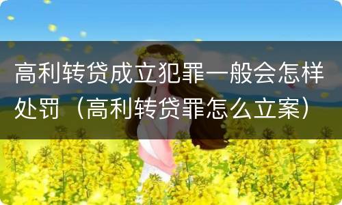 高利转贷成立犯罪一般会怎样处罚(高利转贷罪怎么立案)