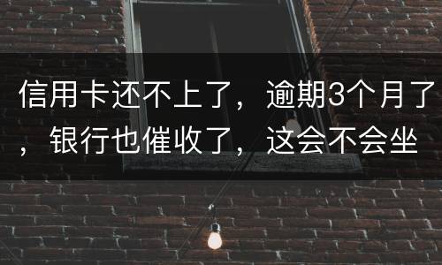 信用卡还不上了，逾期3个月了，银行也催收了，这会不会坐牢