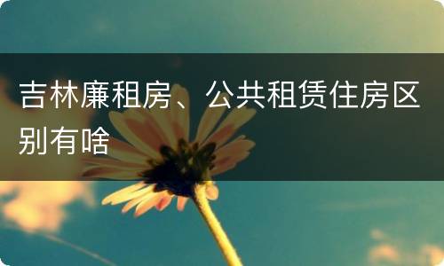 吉林廉租房、公共租赁住房区别有啥