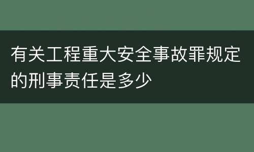 有关工程重大安全事故罪规定的刑事责任是多少