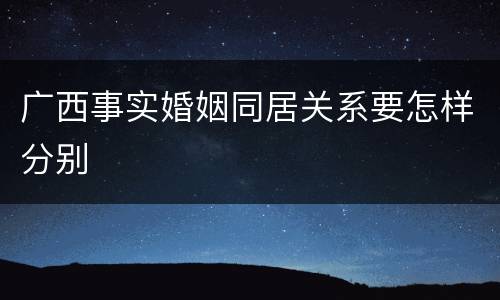 广西事实婚姻同居关系要怎样分别