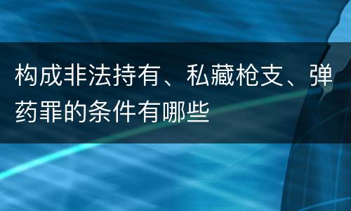 构成非法持有、私藏枪支、弹药罪的条件有哪些