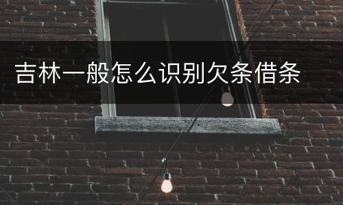 吉林一般怎么识别欠条借条