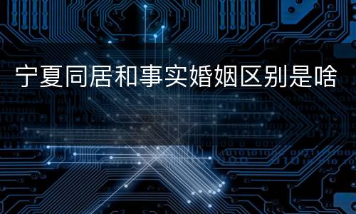 宁夏同居和事实婚姻区别是啥