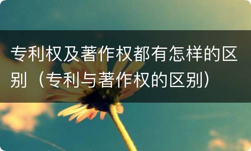 专利权及著作权都有怎样的区别（专利与著作权的区别）