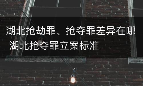 湖北抢劫罪、抢夺罪差异在哪 湖北抢夺罪立案标准
