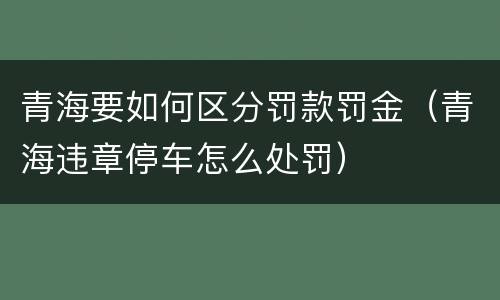 青海要如何区分罚款罚金（青海违章停车怎么处罚）