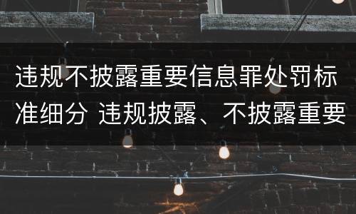 违规不披露重要信息罪处罚标准细分 违规披露、不披露重要信息罪追诉标准