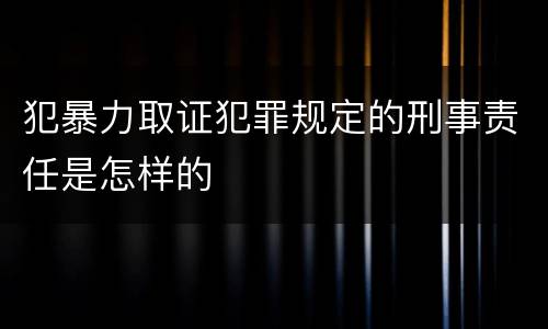 犯暴力取证犯罪规定的刑事责任是怎样的