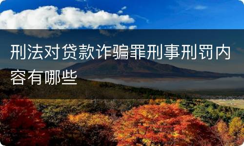 刑法对贷款诈骗罪刑事刑罚内容有哪些