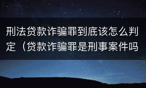 刑法贷款诈骗罪到底该怎么判定（贷款诈骗罪是刑事案件吗）