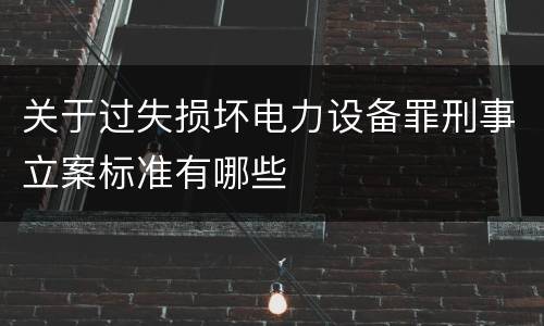 关于过失损坏电力设备罪刑事立案标准有哪些