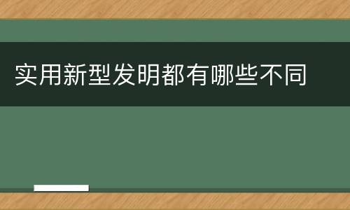 实用新型发明都有哪些不同