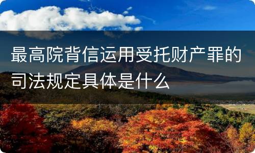 最高院背信运用受托财产罪的司法规定具体是什么