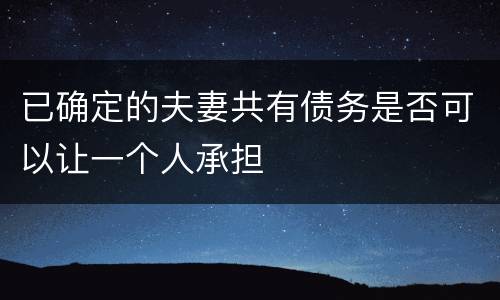已确定的夫妻共有债务是否可以让一个人承担