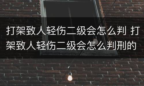 打架致人轻伤二级会怎么判 打架致人轻伤二级会怎么判刑的钱