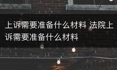 上诉需要准备什么材料 法院上诉需要准备什么材料