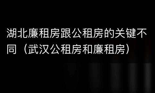 湖北廉租房跟公租房的关键不同（武汉公租房和廉租房）