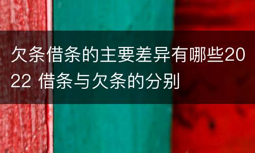 欠条借条的主要差异有哪些2022 借条与欠条的分别