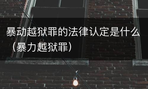 暴动越狱罪的法律认定是什么（暴力越狱罪）