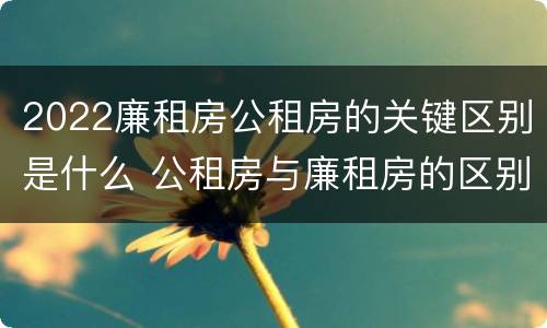 2022廉租房公租房的关键区别是什么 公租房与廉租房的区别都在此,别再搞错了!