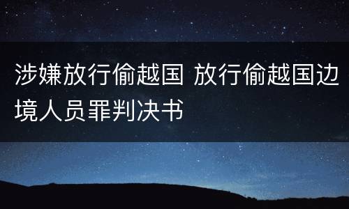 涉嫌放行偷越国 放行偷越国边境人员罪判决书